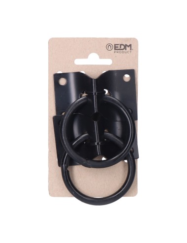 2 anillas aparca perros con placa 70x45mm negras