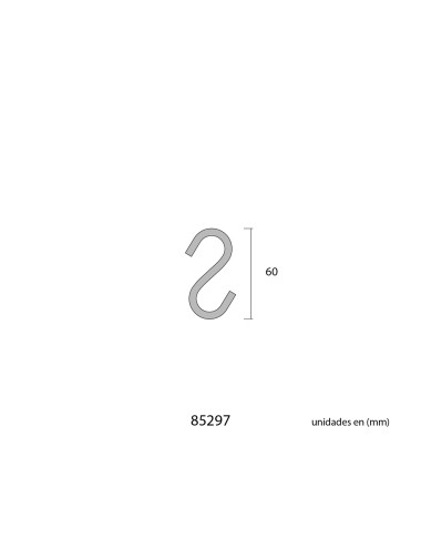 Gancho en forma de s 60 mm zincado, 2 uds