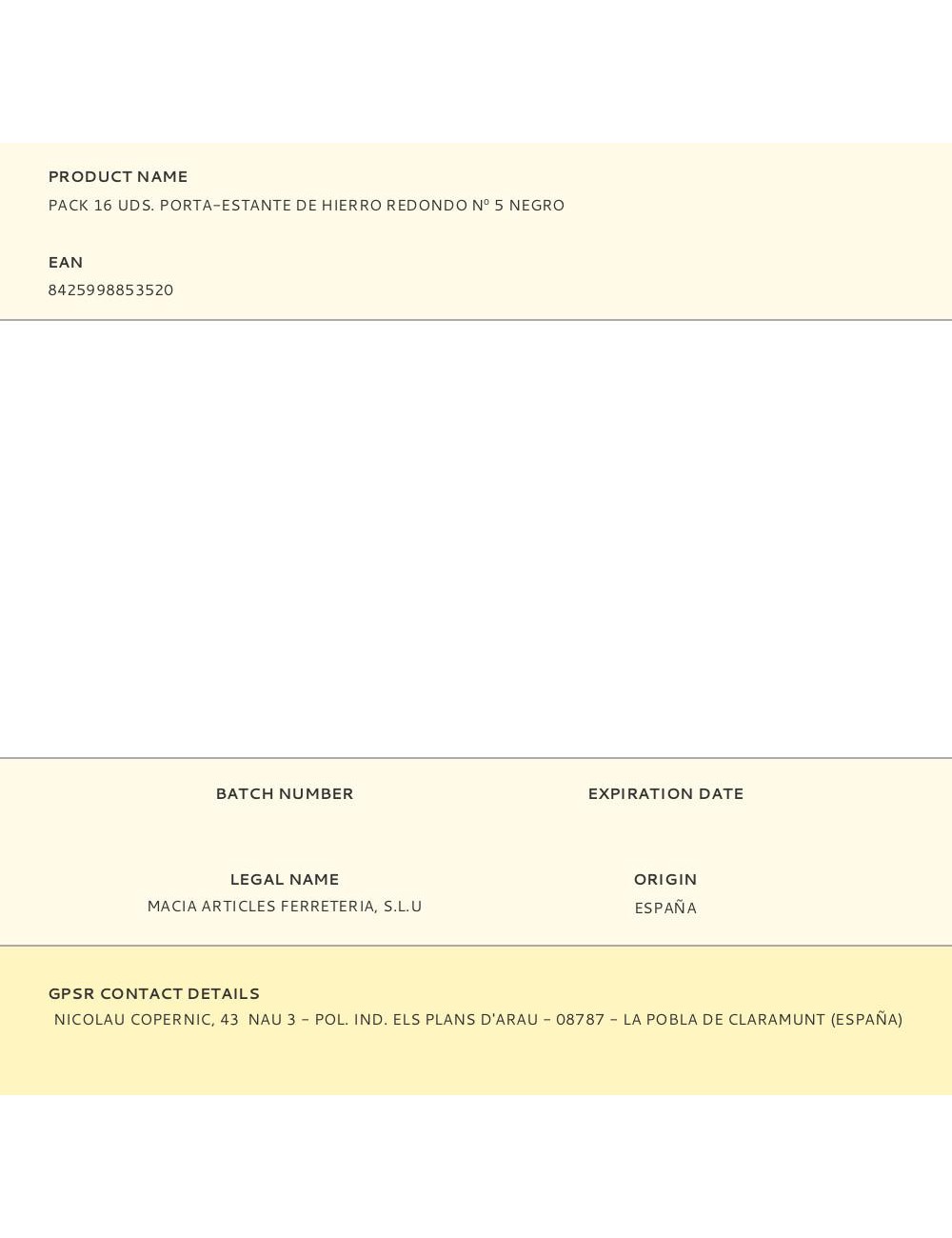 Pack 16 uds. porta-estante de hierro redondo n 5 negro