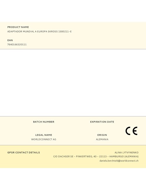 Adaptador mundial a europa skross 1500211-e