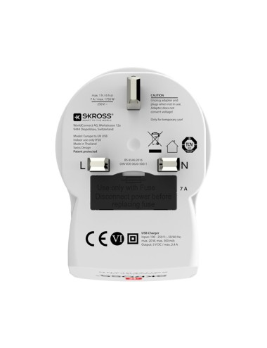 Adaptador europeo a reino unido usb skross 1500280