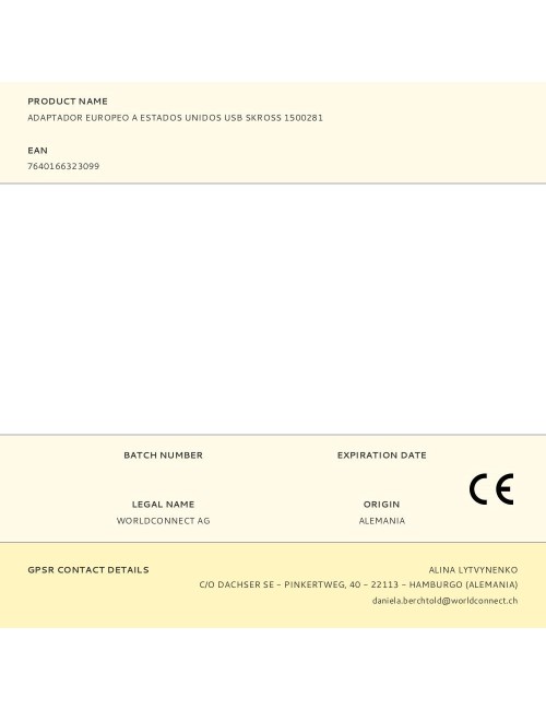 Adaptador europeo a estados unidos usb skross 1500281