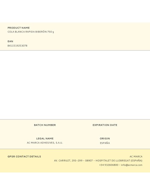 Cola blanca rapida biberón 750 g