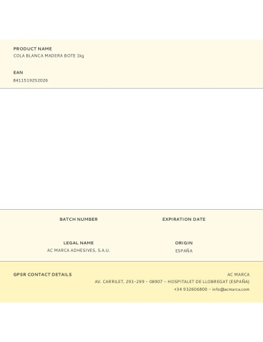 Cola blanca madera bote 1kg