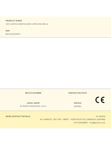 Masilla acrílica para juntas grietas interior gris cartucho 280 ml