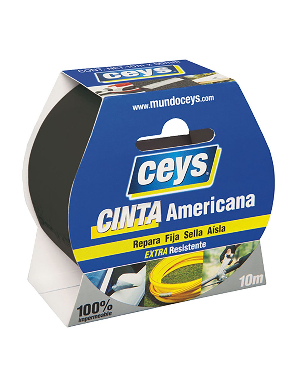Cinta americana negro extra resistente 50 mm x 10 m