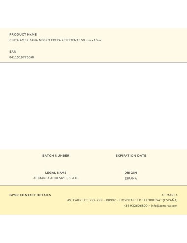 Cinta americana negro extra resistente 50 mm x 10 m