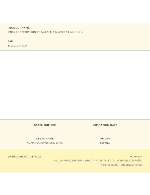 Cinta de reparación stira & sella blanco 19 mm x 1,5 m