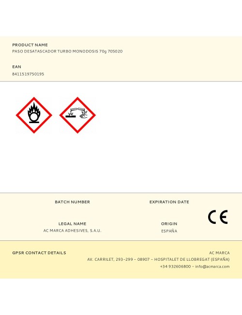 Paso desatascador turbo monodosis 70g 705020