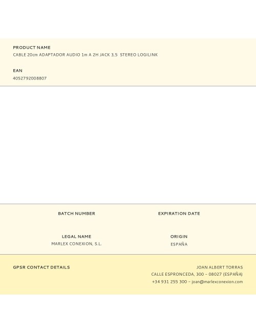 Cable 20cm adaptador audio 1m a 2h jack 3,5 stereo logilink