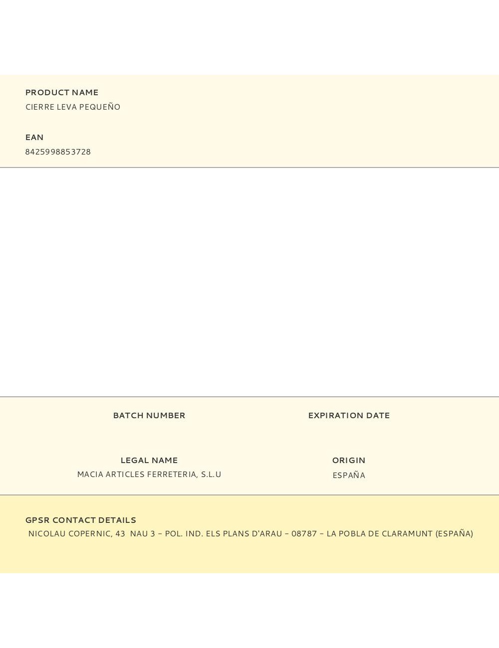 Cierre leva pequeño