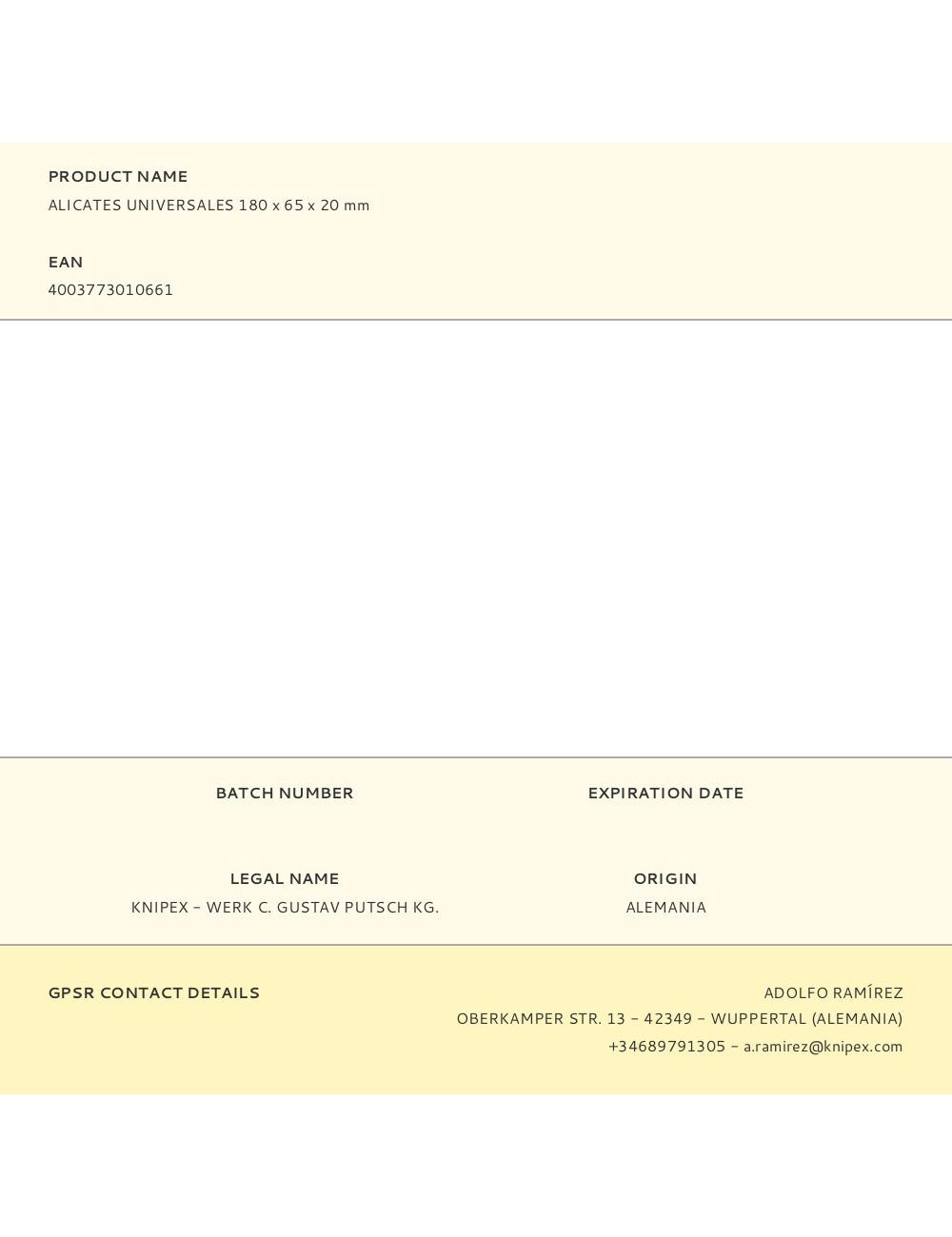 Alicates universales 180 x 65 x 20 mm