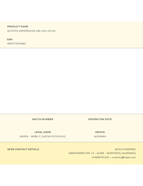 Alicates universales 180 x 65 x 20 mm