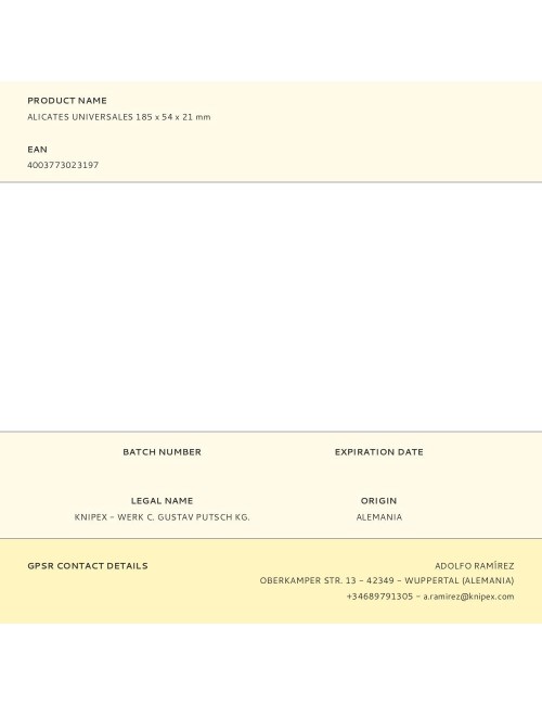 Alicates universales 185 x 54 x 21 mm