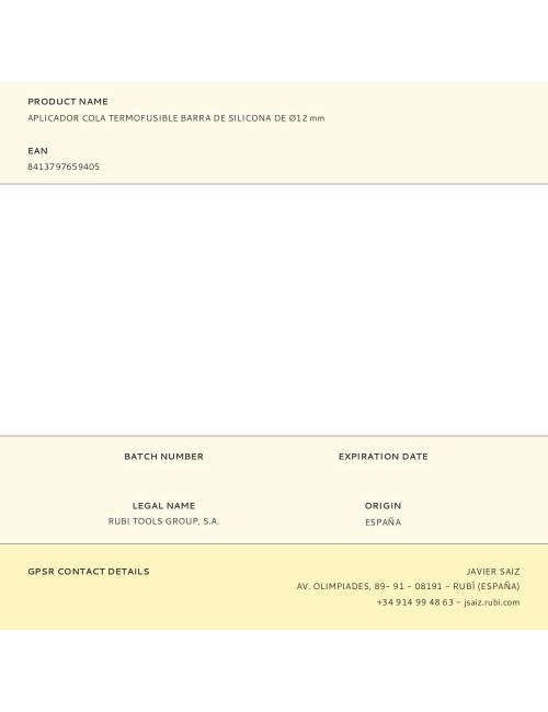 Aplicador cola termofusible barra de silicona de ø12 mm