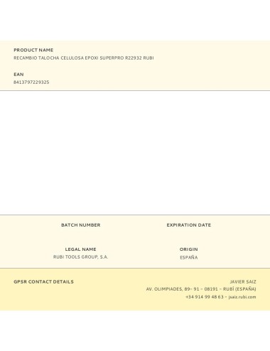 Recambio talocha celulosa epoxi superpro r22932 rubi