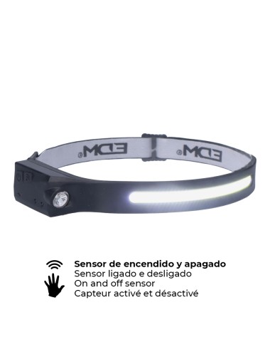 Linterna frontal con sensor recargable