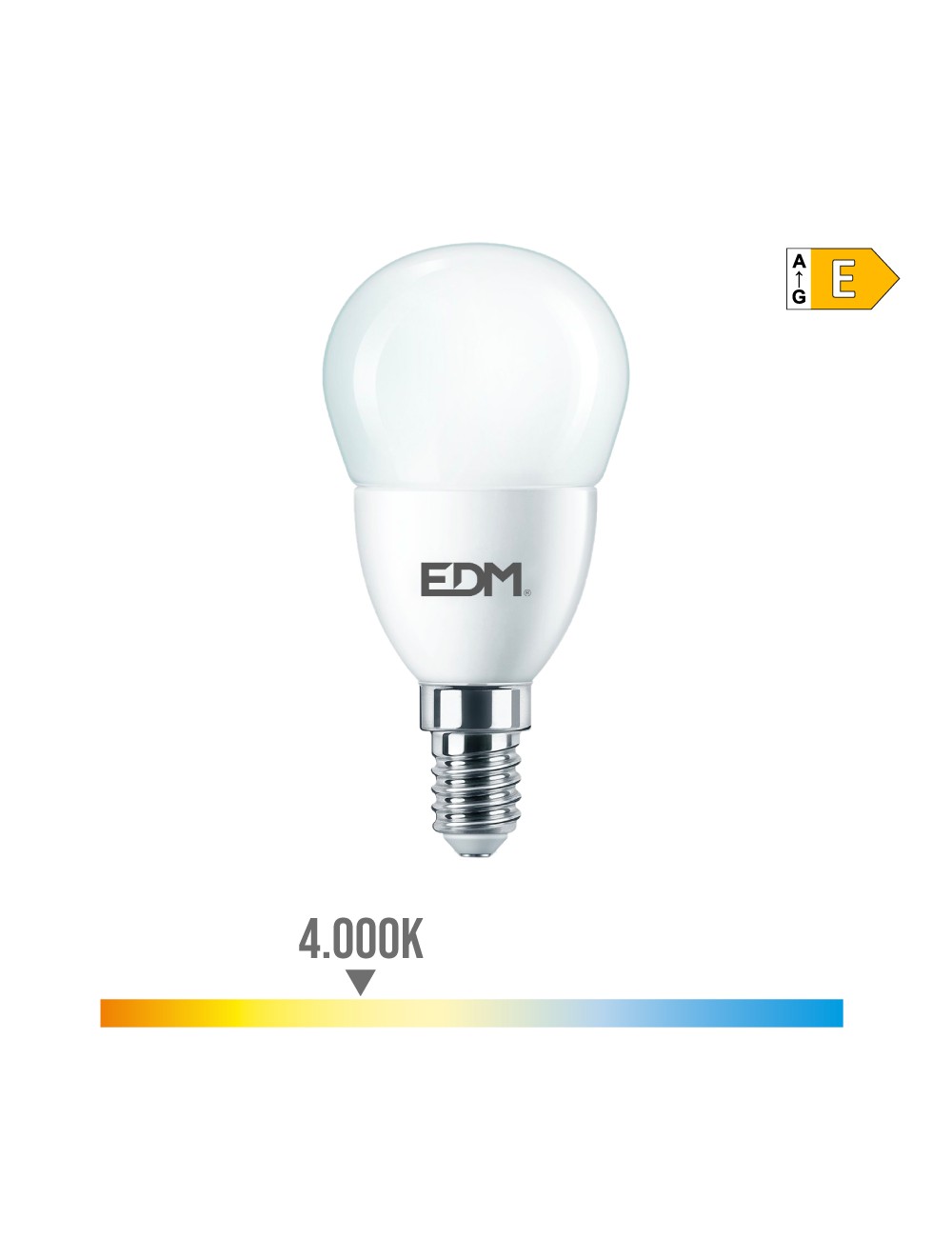 Bombilla esferica led e14 7 w 806 lm 4000 k luz dia ø4,8 x 9,5 cm