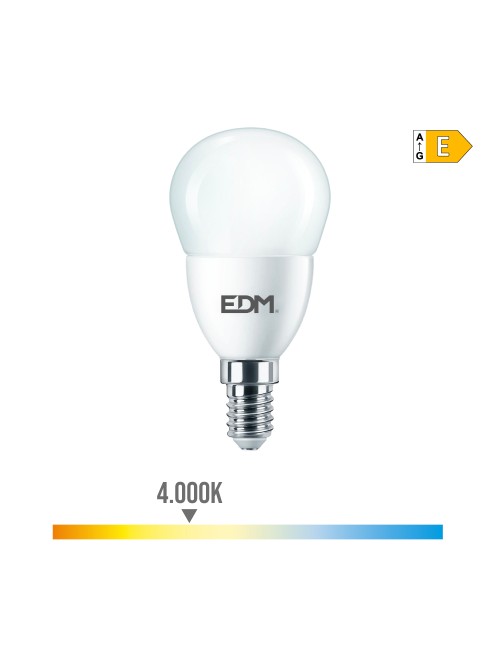 Bombilla esferica led e14 7 w 806 lm 4000 k luz dia ø4,8 x 9,5 cm
