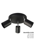 Foco 3 elementos gu10 50 w (bombilla no incluida) color negro ø 20 x 14,6 cm