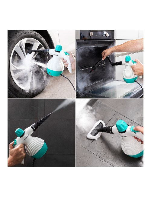 Vaporeta de mano multiusos con accesorios 9 en 1 steany 0,35 l 3 bar 1000 w