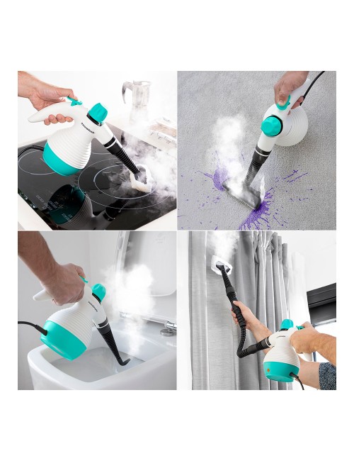 Vaporeta de mano multiusos con accesorios 9 en 1 steany 0,35 l 3 bar 1000 w