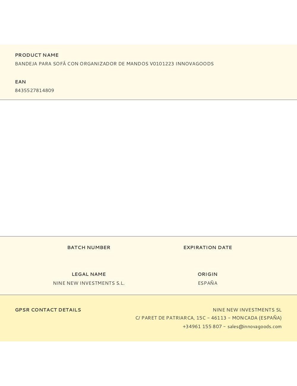 Bandeja para sofá con organizador de mandos v0101223 innovagoods