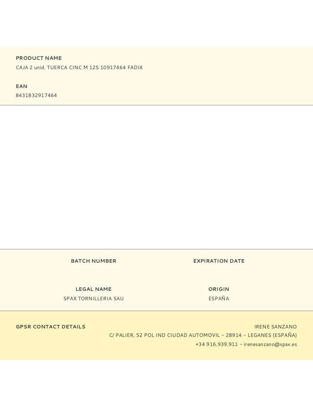 Caja 2 unid. tuerca cinc m 12s 10917464 fadix