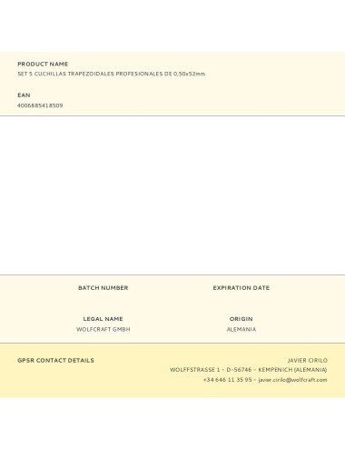Set 5 cuchillas trapezoidales profesionales de 0,50x52mm