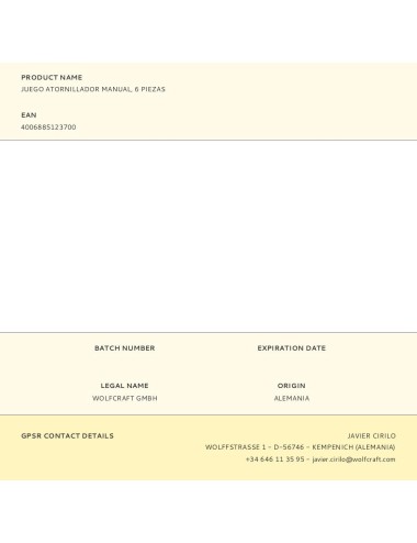 Juego atornillador manual, 6 piezas