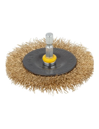 Cepillo de disco de alambre de latón vástago hexagonal ø75 x 10 mm