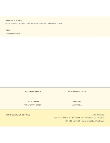 Dispositivo de tracción 310 x 15 x 25 mm