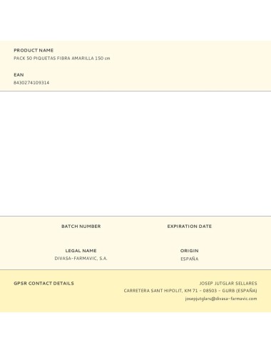 Pack 50 piquetas fibra amarilla 150 cm