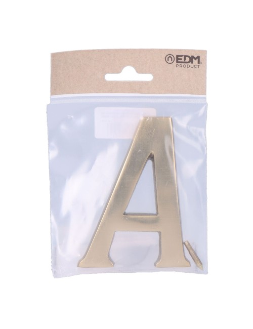 Letra a latón pulido 10cm fijación invisible edm