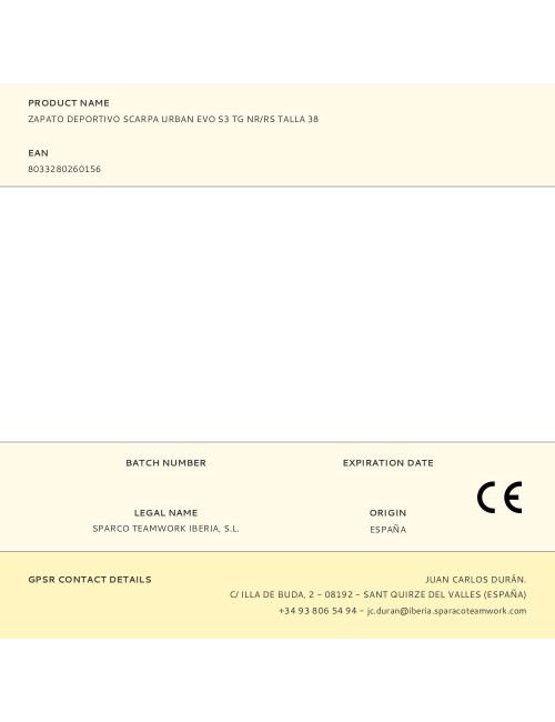 Zapato deportivo scarpa urban evo s3 tg nr/rs talla 38
