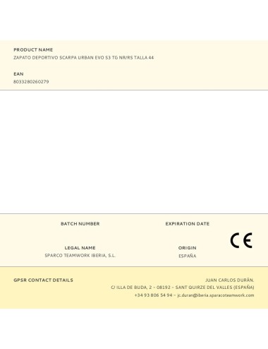 Zapato deportivo scarpa urban evo s3 tg nr/rs talla 44