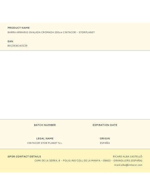 Barra armario ovalada cromada 200cm cintacor - storplanet