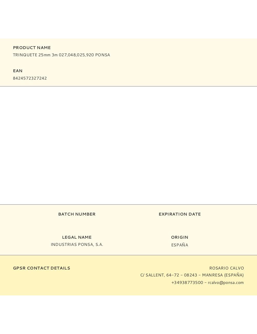 Trinquete 25mm 3m 027,048,025,920 ponsa