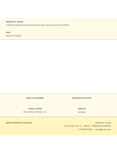 Cordon señalizacion reflex ø2,8mm 034,351,001,001 ponsa