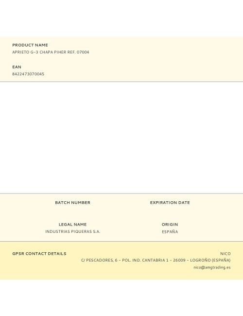 Aprieto g-3 chapa 7 x 10 x 1cm