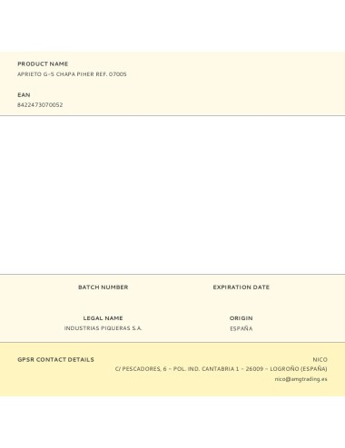 Aprieto g-5 chapa 10 x 12 x 1 cm