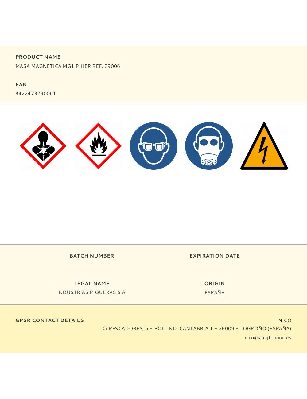 Masa magnetica mg1 piher ref. 29006