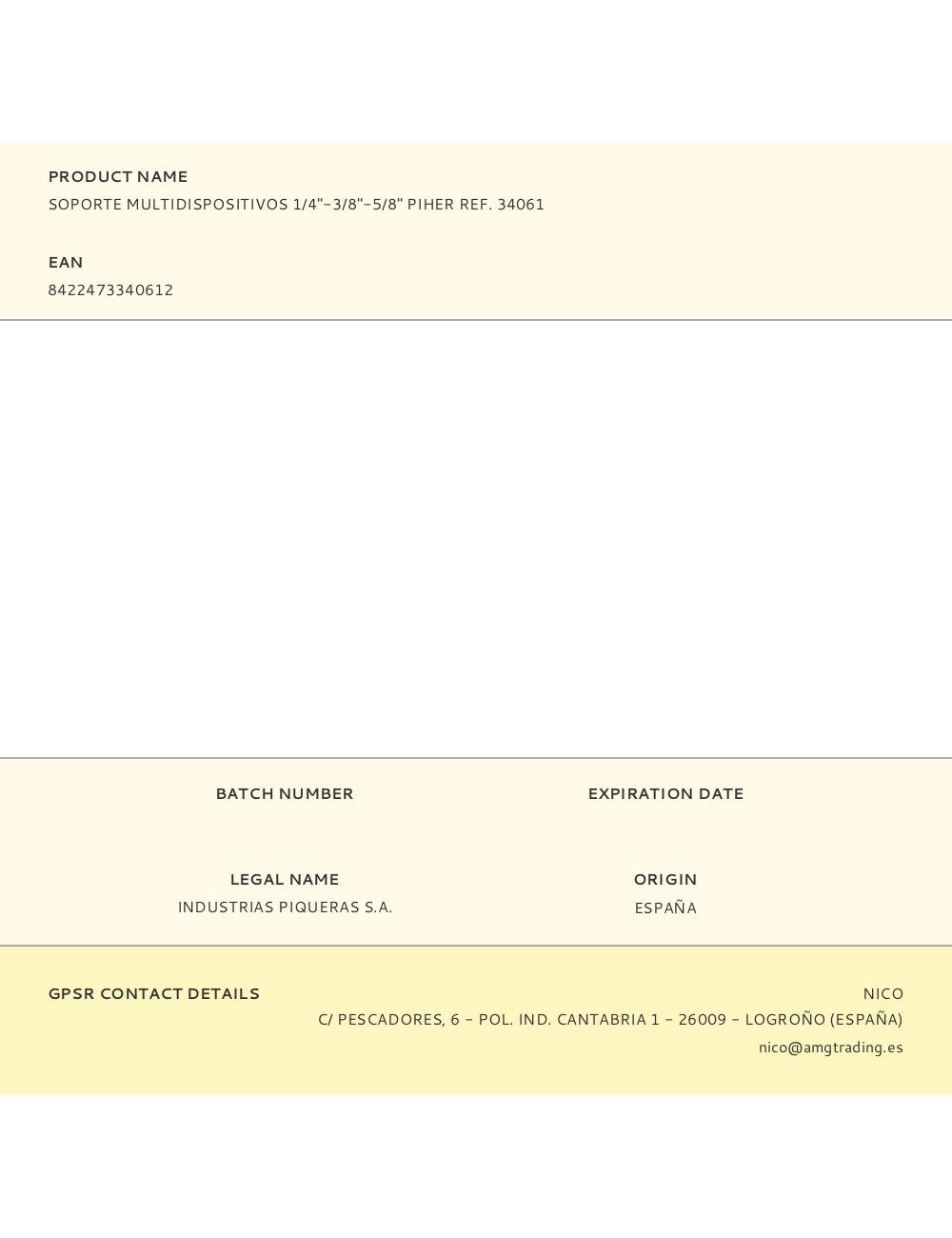 Soporte multidispositivos 1/4"-3/8"-5/8" piher ref. 34061