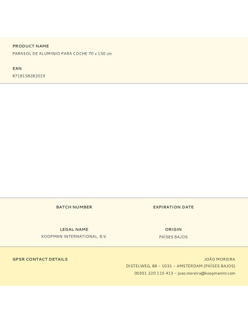 Parasol de aluminio para coche 70 x 150 cm