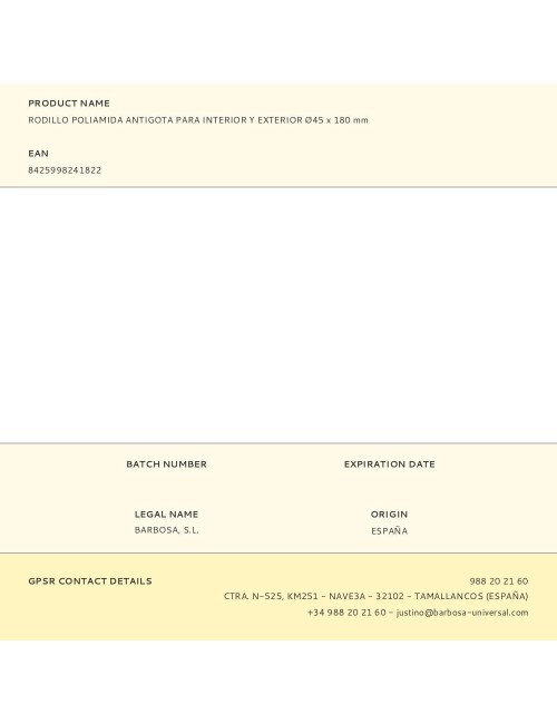 Rodillo poliamida antigota para interior y exterior ø45 x 180 mm