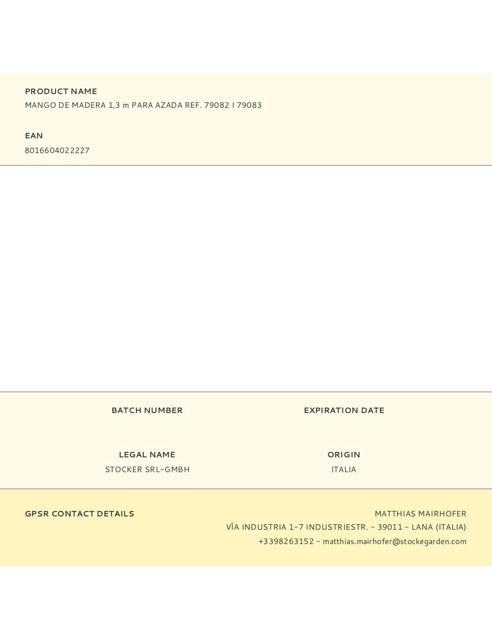 Mango de madera 1,3 m para azada ref. 79082 i 79083