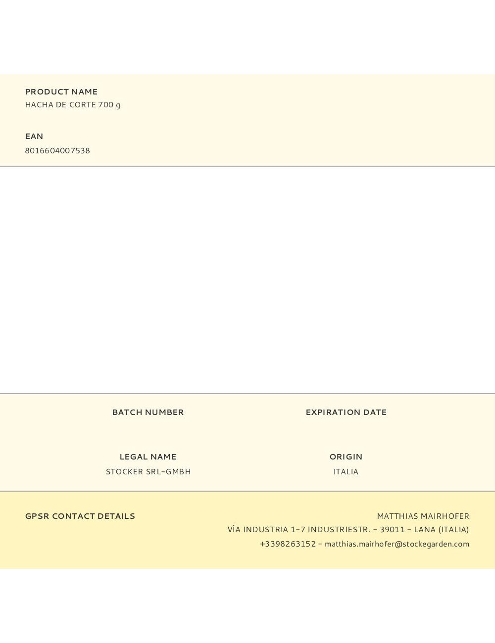 Hacha de corte 700 g