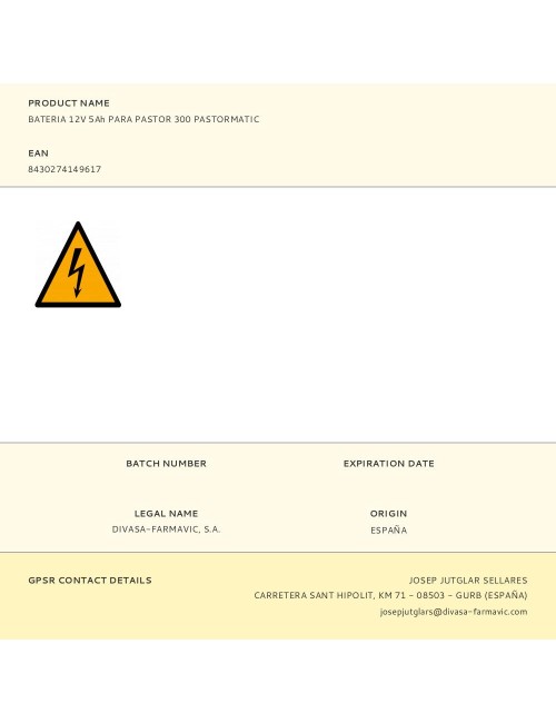 Bateria 12v 5ah para pastor 300 pastormatic