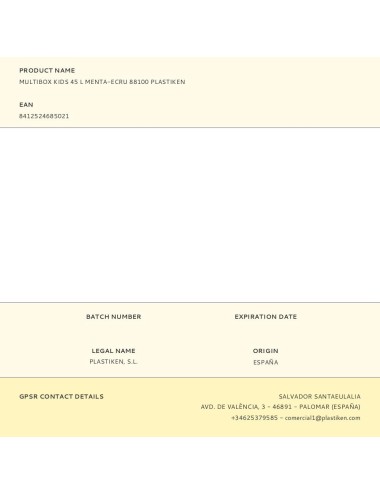 Multibox kids 45 l menta-ecru 88100 plastiken