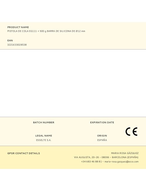 Pistola de cola eg111 + 500 g barra de silicona de ø12 mm